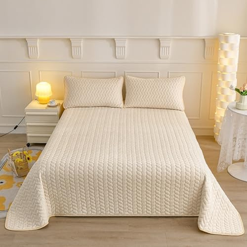 HAIBA Tagesdecke 120 x 200 cm Plüsch Flanell Bettüberwurf Sofa Beige | Kuschelig Weicher Flanell Tagesdecke Leichte Weich und Pflegeleicht für alle Jahreszeiten Für Bett und Sofa für Einzelbett