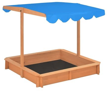 LAPOOH Sabbiera con Tetto Regolabile in Legno di Abete 115x115x115 cm