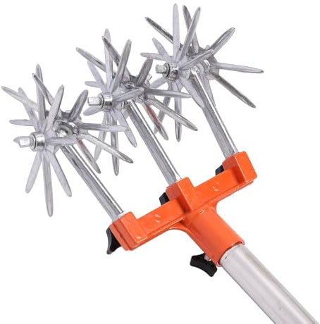 Coltivatore Rotante, Motozappa da Giardino Regolabile con Palo in Acciaio Inossidabile, Coltivatore per Terreno Sminuzzatore e Allentatore del Terreno per Miscelare il Terreno