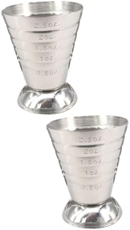 Alipis 2pcs Multi-Purpose Stainless Steel Measurer Cup Dual Measurement Scales for Accurate Cocktail Mixing and Baking Capacity and Sleek Design for Home and Bar Use