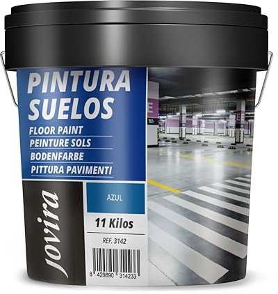 JOVIRA PINTURAS- 11 Kg - Pittura per pavimenti esterni ed interni, garage e superfici sportive in genere, finitura opaca. Protegge le superfici in calcestruzzo, cemento (11 Kg, Blu) F-7