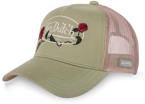 Von Dutch Kappe für Damen & Herren, verstellbar, Trucker-Kappe, Rosa, Hellgrün/Beige/Rot, One size