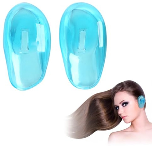 2 Pcs Protector Ear Covers,Waterproof Hair Dye Ear Shield,Ears Cap Shields Reusable Protectors Ears Cover Caps for Salon, Barber, Bathing Hair Washing for Shower Adult Men Women (Blue)