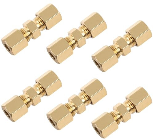 Geoyien Conectores de Línea de Freno, 3/16 Conectores de Línea de Freno Ø4,75mm, Acabado de Cobre y Acero (6 Piezas)