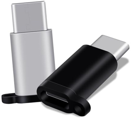 Mipcase Adattatore Usb Type c Maschio Micro Usb Femmina Con Portachiavi Nero Converter Per Ricarica e Trasferimento Dati Smartphone Usb-c Compatibile Leggero e Portatile