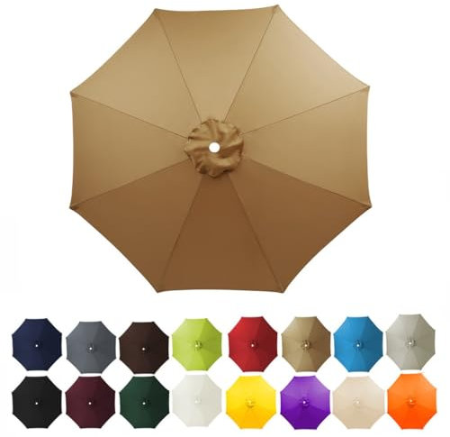 Telo di ricambio for ombrellone da giardino a 8 stecche, 3/3,5/4 m, for tavolo, mercato, cortile.(Khaki,3.5m)