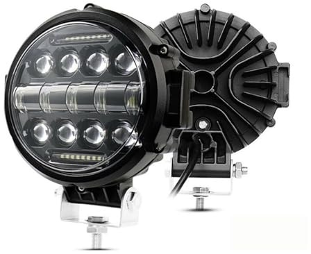 Projecteur 7 100W LED ronde lumière de travail Offroad LED barre lumineuse de travail blanc DRL lumière faisceau de tache d'inondation for SUV ATV tracteur camion bateau lumière LED Connexion plus st