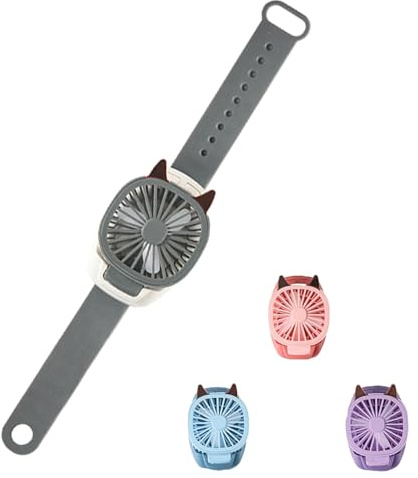 FOTJDRUJ Ventilatore Orologio Usb, Mini Ventilatore-Orologio Portatile, Cinturino Regolabile e Removibile che Si Adatta Comodamente al Polso, 3 Velocità e Angolazione Regolabile