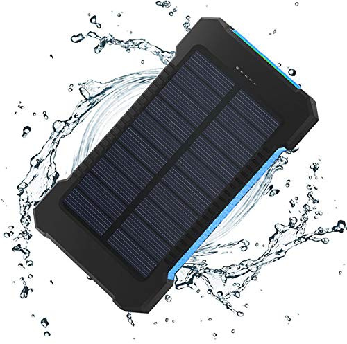 Power Bank solare impermeabile 50000mAh caricabatterie solare porte USB caricabatterie esterno powerbank con luce LED, blu