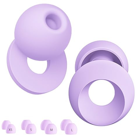 BLUMHOME Ear Plugs for Sleeping Noise Cancelling Silicone Earplugs for Sleep Concert, Swimming, Industrial Work, Travel & Shooting Soft Noise Reduction Ear Plugs for Sleeping (Purple, One Size)