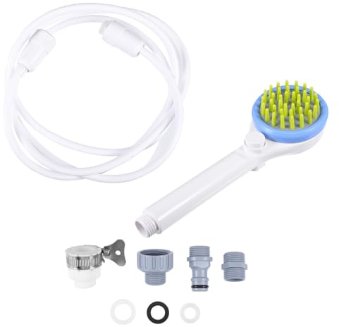 Dog Shower Sprayer with Massage Brush Blue Abs Portable