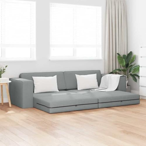 HETFTJN Bodensofa-Bett Hellgrau 245 x 78 x 77 cm Modernes 3-Sitzer Couch mit Stoffbezug und Holzrahmen Komfortable Schlafcouch für Wohnzimmer Jugendzimmer und kleine Räume