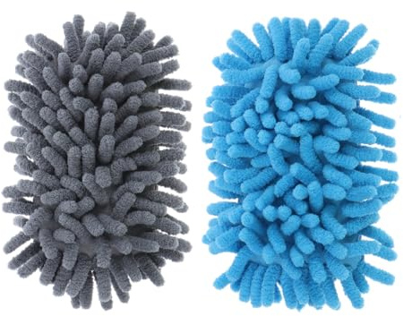 Générique Lot de 2 Éponges à Effacer pour Tableau Blanc et Noir Double Face en Microfibre et Chenille Bleu et Gris Nettoyage pour Maison Bureau et École