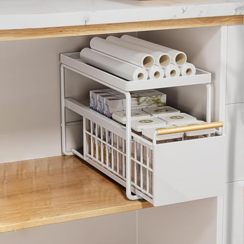 DLLDQBD étagère De Rangement pour Cuisine De Salle De Bain, Organisateurs sous évier De Cuisine Et Panier De Rangement Polyvalent pour Salle De Bain Et Cuisine(Size:11.02 * 15.75 * 10.24in,Color:A)