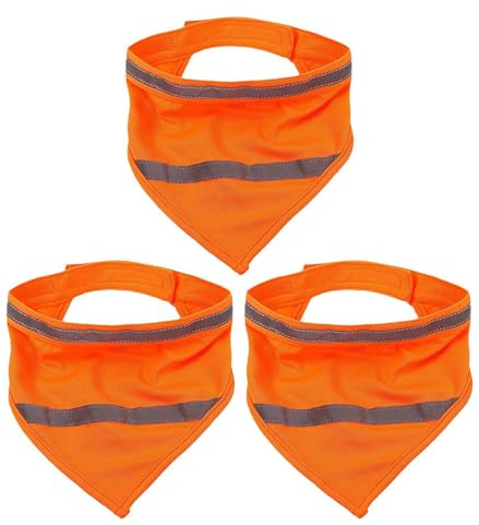 CHICAMPERA Reflektierendes Hundehalstuch 3 Stück mit Nachtleuchtfunktion Leichtes Nylon Dreieckstuch in Orange für Abendliche Spaziergänge und Jagd bei Großen Hunden
