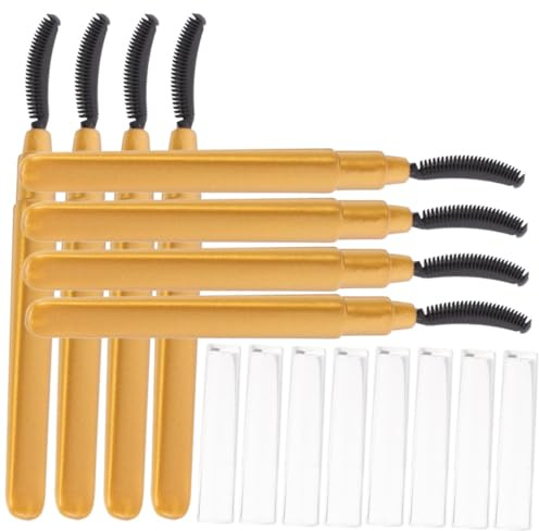 ifundom Cepillos de Pestañas de Silicona Suaves 8 Piezas, Aplicador de Pestañas Portátil Color Dorado, Varitas para Cejas y Rímel Ideales para Maquillaje y Viaje