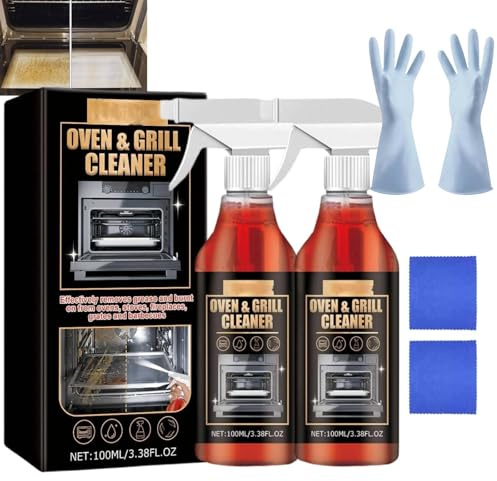 Oven and Grill Cleaner Spray,Decap Four,Nettoyant puissant,Décapant four pour les résidus alimentaires et les graisses brûlées,Spray nettoyant à action rapide pour barbecue,grills et grills (2PC)