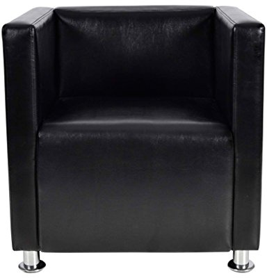 Festnight Poltrona da Salotto con Rivestimento Poltrona Design/Poltrone per Soggiorno Moderno Quadrata in Pelle (Nero)