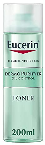 Eucerin DermoPurifyer Oil Control Tonico Viso 200 ml, Tonico astringente per una pelle purificata arricchito con 2% di Acido Lattico esfoliante, Toner pelle grassa e a tendenza acneica