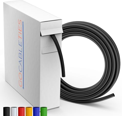 Gocableties – Mini-Bobine thermorétractable Noir 9,5 mm x 7 m, 2:1 | Imperméable, rapport de rétrécissement 2:1 - isolation, marquage et réparation de câbles et fils électriques