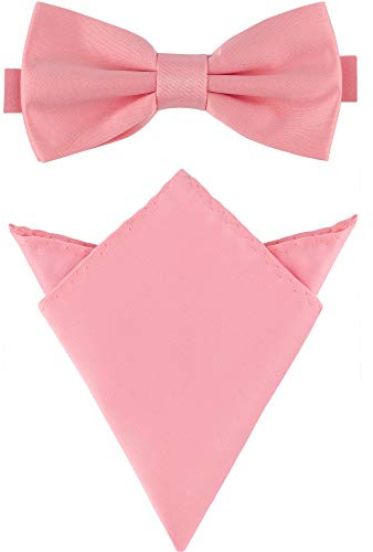 Ladeheid Herren Schmale Fliege & Einstecktuch Set M/P (12cm x 6cm, 22cm x 22cm)