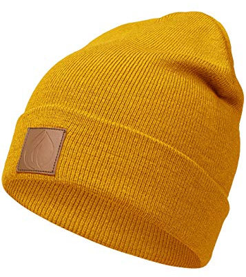 Occulto Leatherpatch Winter Mütze Beanie Pantone-Yellow
