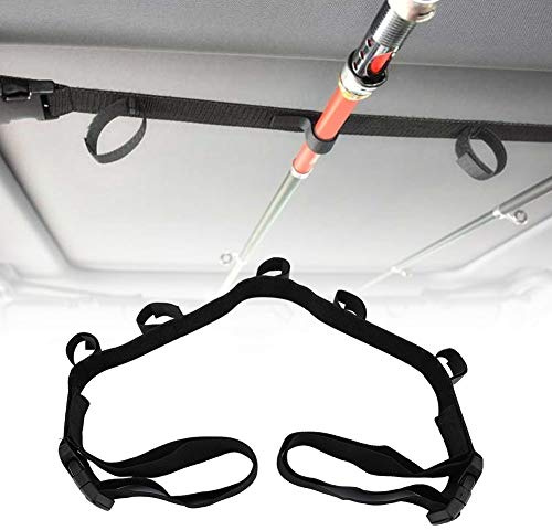 Nikou Auto Rutenständer Angelrutenhalter, 2 Stück Angel Ständer Befestigungsriemen Band Rutenhalter Stand Zahnstange Angelrute Lagerung Ruten für SUV, LKW, Van (Schwarz)