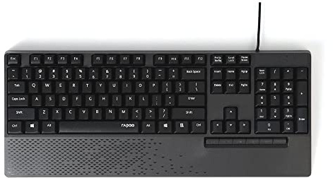 Rapoo NK2000 kabelgebundene spritzwassergeschützte Tastatur, Schwarz (QWERTY)