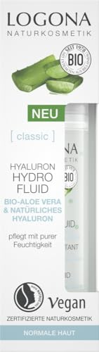 Hyaluron Serum von LOGONA Naturkosmetik mit hochkonzentrierter Bio Aloe Vera und Hyaluronsäure, Hydro Fluid spendet dem Gesicht intensive Feuchtigkeit, Natürliche & Vegane Gesichtspflege, 30ml