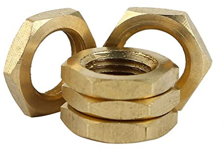 GB808 Dünne Feingewindemutter aus Messing, flache Mutter, kleine ultradünne Sechskantmutter mit Beleuchtung,M18 * 1,5 [4 Stück]