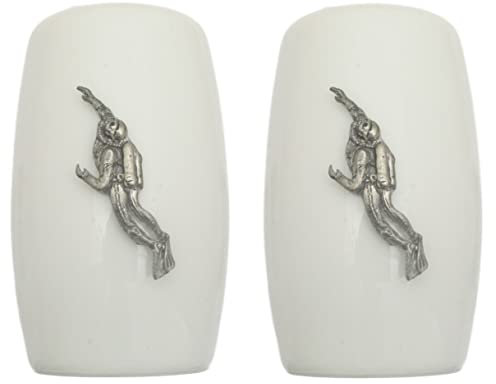 Scuba Diver China Salt and Pepper Shakers Cruet Set Modern White CSP 105