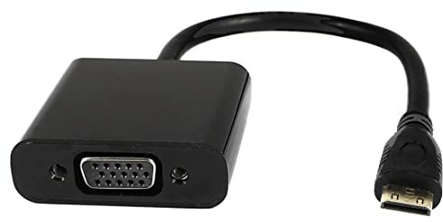 Ruilogod VGA HD15 15 Pin hembra a mini cable de adaptador masculino HDMI negro