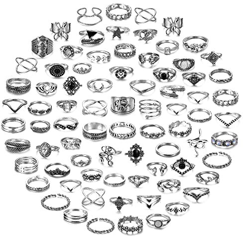 Milacolato 78/82 Stück Ring Set für Damen Mädchen Gold Silber Knöchel Daumen Ringe Vintage Bohemian Gelenk Finger Midi Ring Set Stapelringe Geschenk