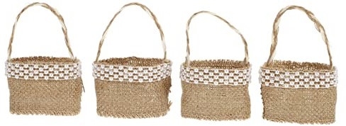 Abaodam 4stücke Süßigkeitensammeltasche Für Hochzeitsfeiern Blumenmädchenkörbchen Aus Leinen Hochzeits-leinenkorb Korb Für Hochzeit Leinenkörbchen Für Süßigkeiten