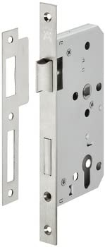 Gedotec Einsteckschloss Edelstahl matt | 1 Stk Türschloss 55 mm Klasse 3 für Feuer/Rauchschutztüren - PZ Profilzylinder zum einstecken | Startec | Haustür Drehtür Gartenhütte oder Gartenhaus Metall
