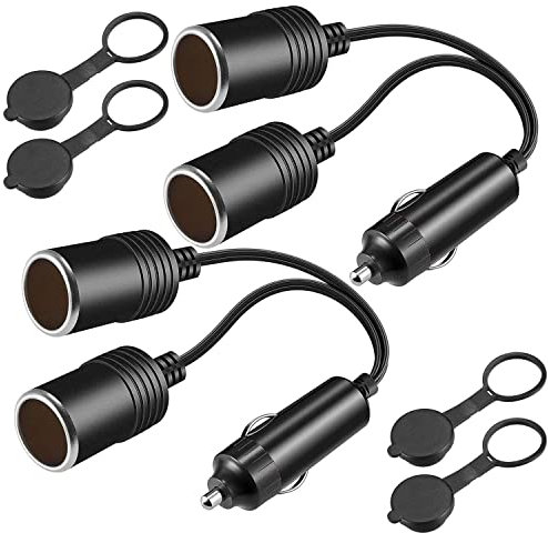 RUNCCI-YUN 2Pcs 12-24V Double Allume Cigare,1 à 2 Voiture Allume Cigare Socket,DC 12V Voiture Allume Cigare Splitter,Allume Cigare Câble D'extension Mâle vers Femelle pour Moto & Bateau