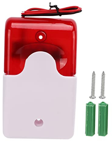 Sirène Stroboscopique Filaire, Alarme Lumineuse Sonore, Dispositif D'avertissement de sécurité - Bonne Isolation, Résistant aux Chocs, Lumière Flash Rouge, Buzzer à Décibel élevé (12V)