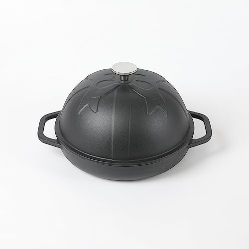 HAWOK Cast Iron Bread Oven with Cloche Lid, Dia.9.8inch/25cm, Sourdough Baking Pan, Pre-seasoned Black