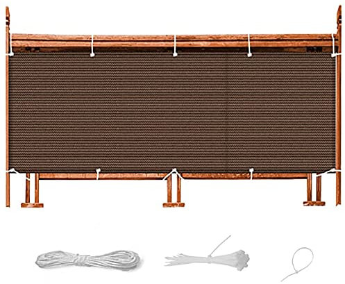 Balkon Sichtschutz 95 x 750 cm Sonnenschutz Atmungsaktiv Zaunblenden Schattiergewebe mit Ösen und Kordel für Balkon Terrasse Garten, Taupe
