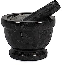 HOME 9716214 - Mortero de mármol con mortero, negro, 14 cm