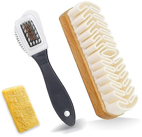 Wildlederbürste für Schuhe, 2er Set Schuhbürsten mit Radiergummi Schuhbürste Wildledwer Raulederbürste Kreppbürste Wildleder Pflege Bürste zur Rauleder, Nubuk, Veloursleder