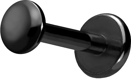 PIERCINGLINE Titan Labret mit Push Fit DISC Piercing Ohr Helix Tragus Conch Schwarz 1x6x3 mm