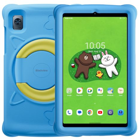 Blackview Tab 60 Kids, Tablet para Niños Android 13, 8GB+128GB(Tarjeta SD Externa de 1TB), 8,68 HD+ IPS, Dual SIM 4G LTE+WiFi, Batería 6050mAh, Cámara 5MP+8MP, Bluetooth, Altavoces Dual Box Azul
