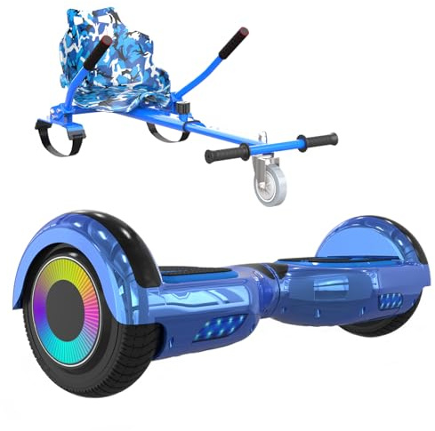 ELEKGO Hoverboards für Kinder, 6.5 Zoll Zweirad Selbstbalancierendes Hoverboards mit Go-Kart, mit LED-Leuchten, Bluetooth Lautsprecher für Jugendliche