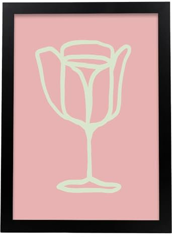 Nacnic Verre de champagne Feuille. Dans Galerie d'affichage Affiche. Tableaux décoratifs esthétiques pour votre salon, chambre, maison Tailles A3 avec des cadres noirs
