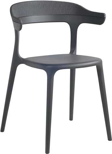 PAPATYA 1er-Set Kunststoffstuhl Luna-Stripe I Designstuhl mit Einer Belastbarkeit von 200 kg (Anthrazitgrau)