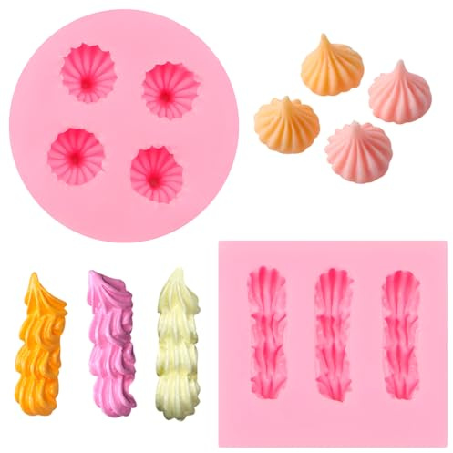 3D Cream Chocolate Silicone Molds, 2 Pcs Mini Cookie Fondant Molds, Cake Decoration kitchen Baking Molds for Birthday Tea Party Cupcake Topper Candy Sugar Craft Gum Paste Clay Resin