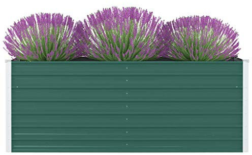 CIADAZ Hochbeet, Pflanzkübel, Kräuterbeet, Hochbeete-kit, Schneckenzaun, Pflanztrog, Pflanzgefäße, Pflanzfolie Für Hochbeet,Teichbecken, 160 x 80 x 45 cm Verzinkter Stahl Grün