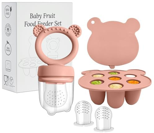 WeSweet Alimentador de frutas para bebés, comedero de frutas de silicona para bebés, moldes para congelar paletas de leche materna, para dentición de bebés y autoalimentación infantil