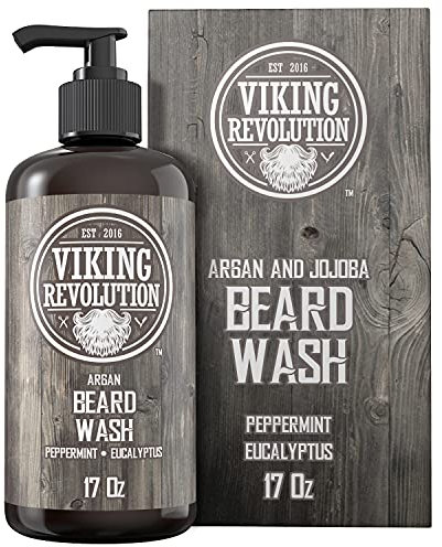 Viking Revolution - Beard Shampoo - Natural Beard Wash With Argan & Jojoba Oils - Softens & Strengthens - Peppermint and Eucalyptus - 500 ml